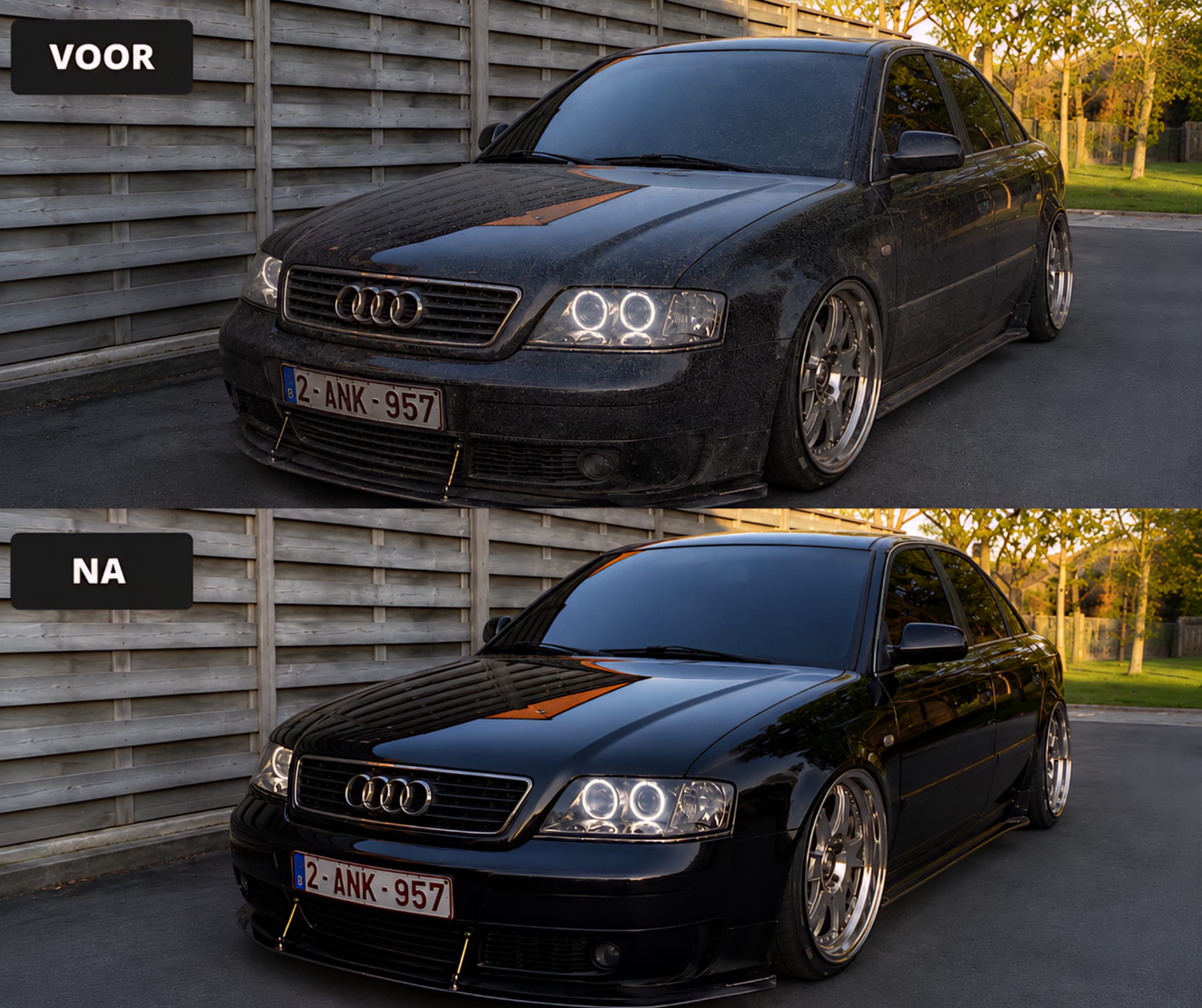 Zwarte Audi volledig behandeld door DE detailing Tielt